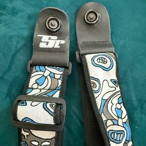 D'Addario Joe Satriani JS Series Guitar Strap Skulls Blue White Jim Dunlop Locks